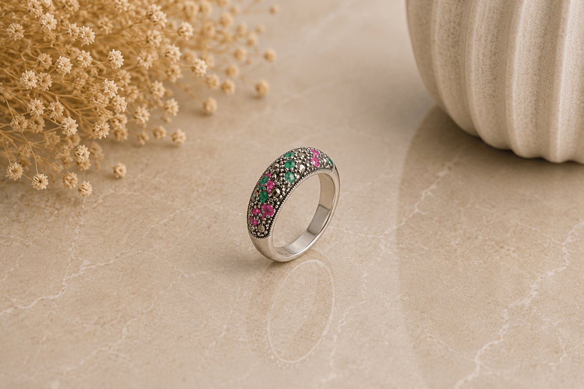 Multicolour CZ Dome Cocktail Ring